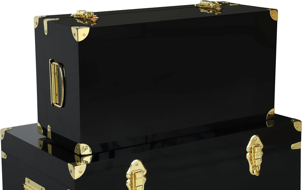 Black Acrylic Decor Storage Trunk Set of 2