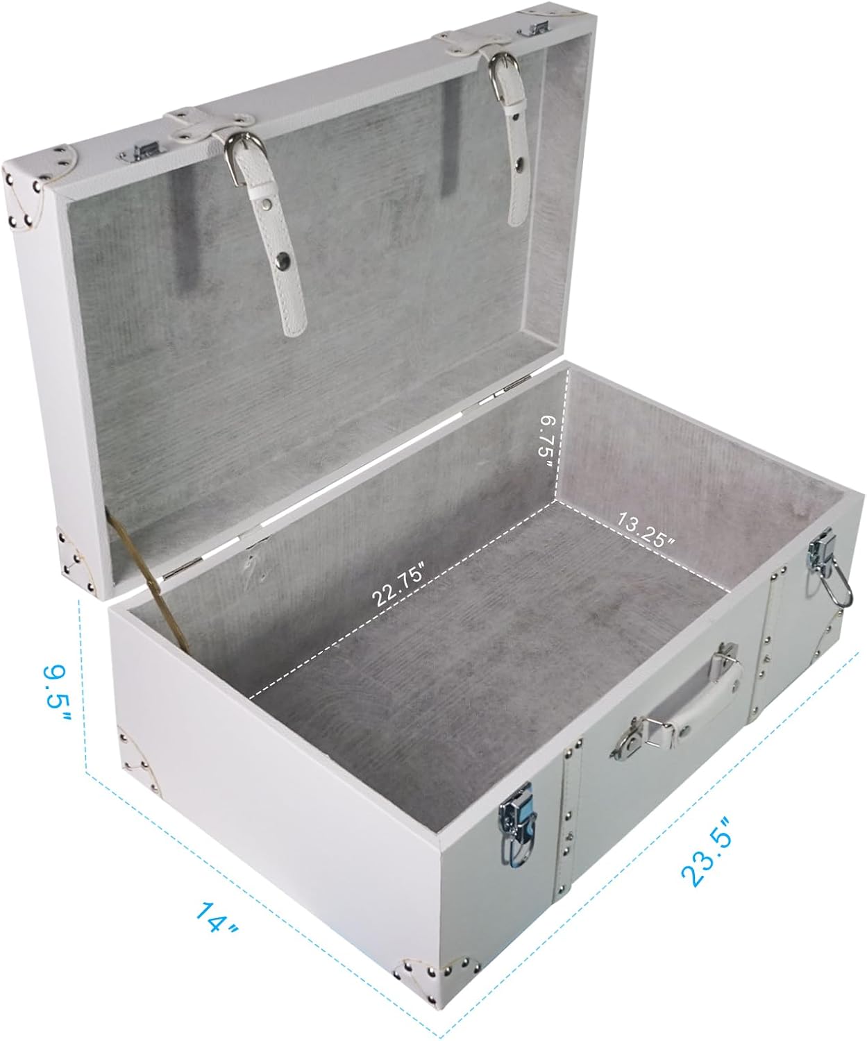 White Decor Wood Storage Trunk Case
