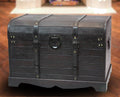 Black Antique Wooden Storage Trunk Coffee Table
