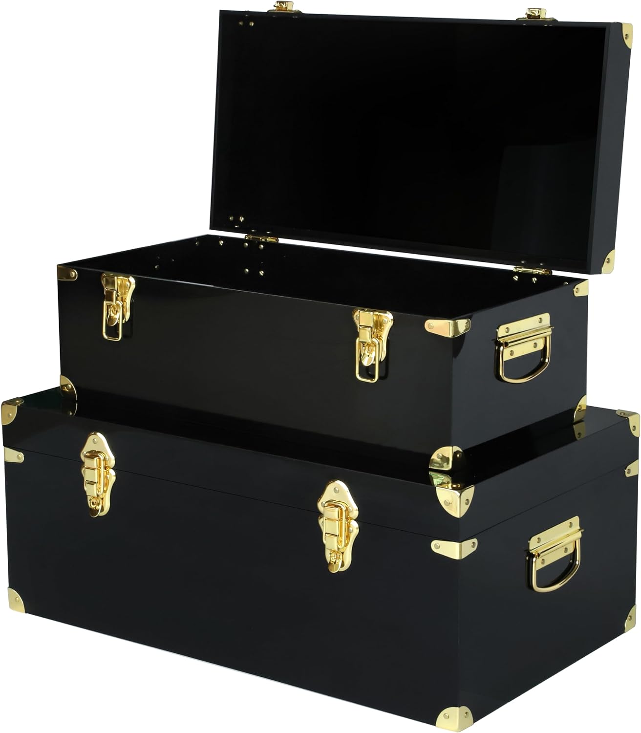 Black Acrylic Decor Storage Trunk Set of 2