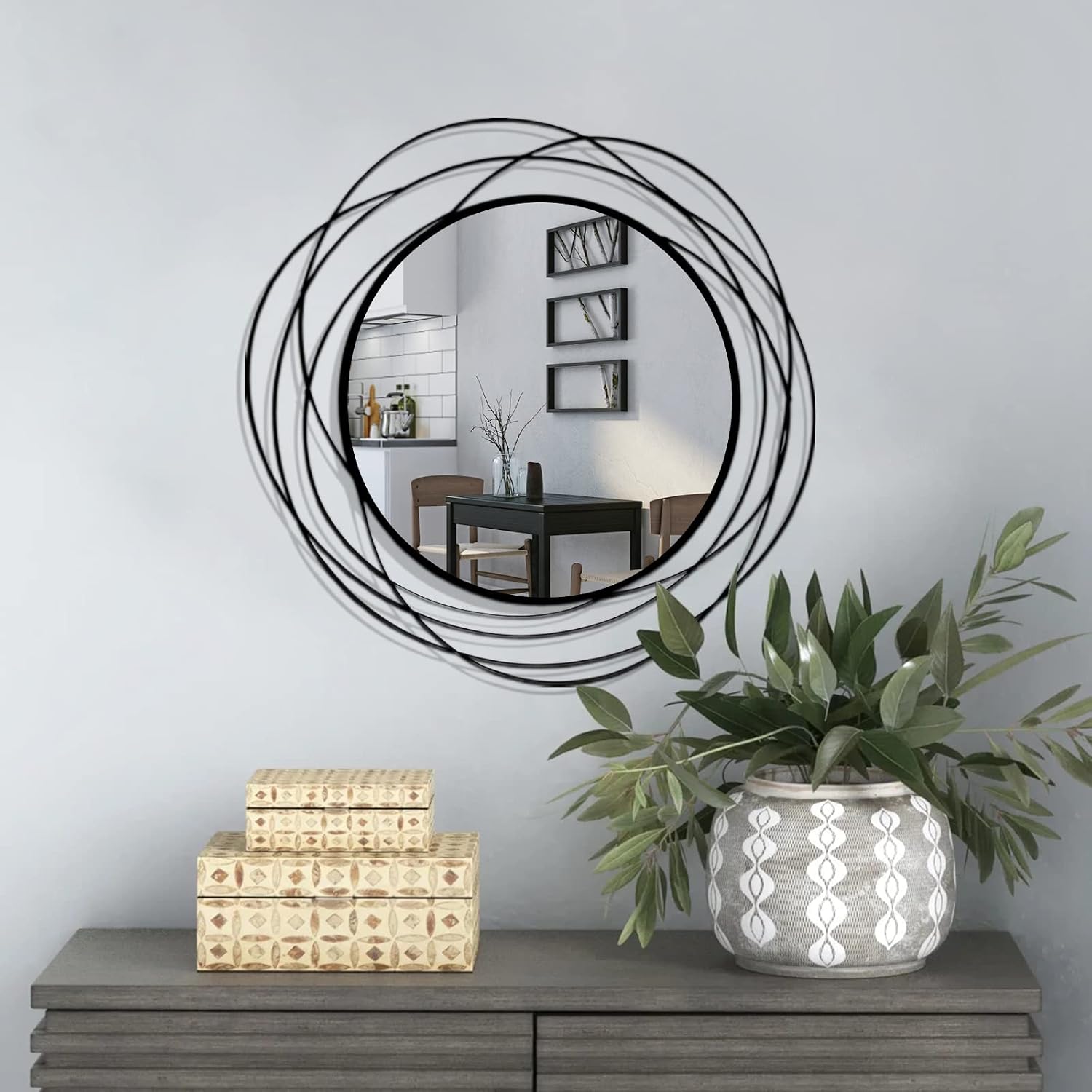 20 Inch Round Black Wall Mirror