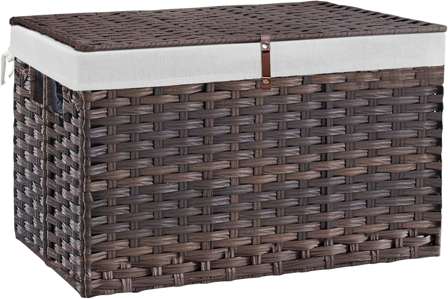 Brown Lidded Wicker Storage Basket