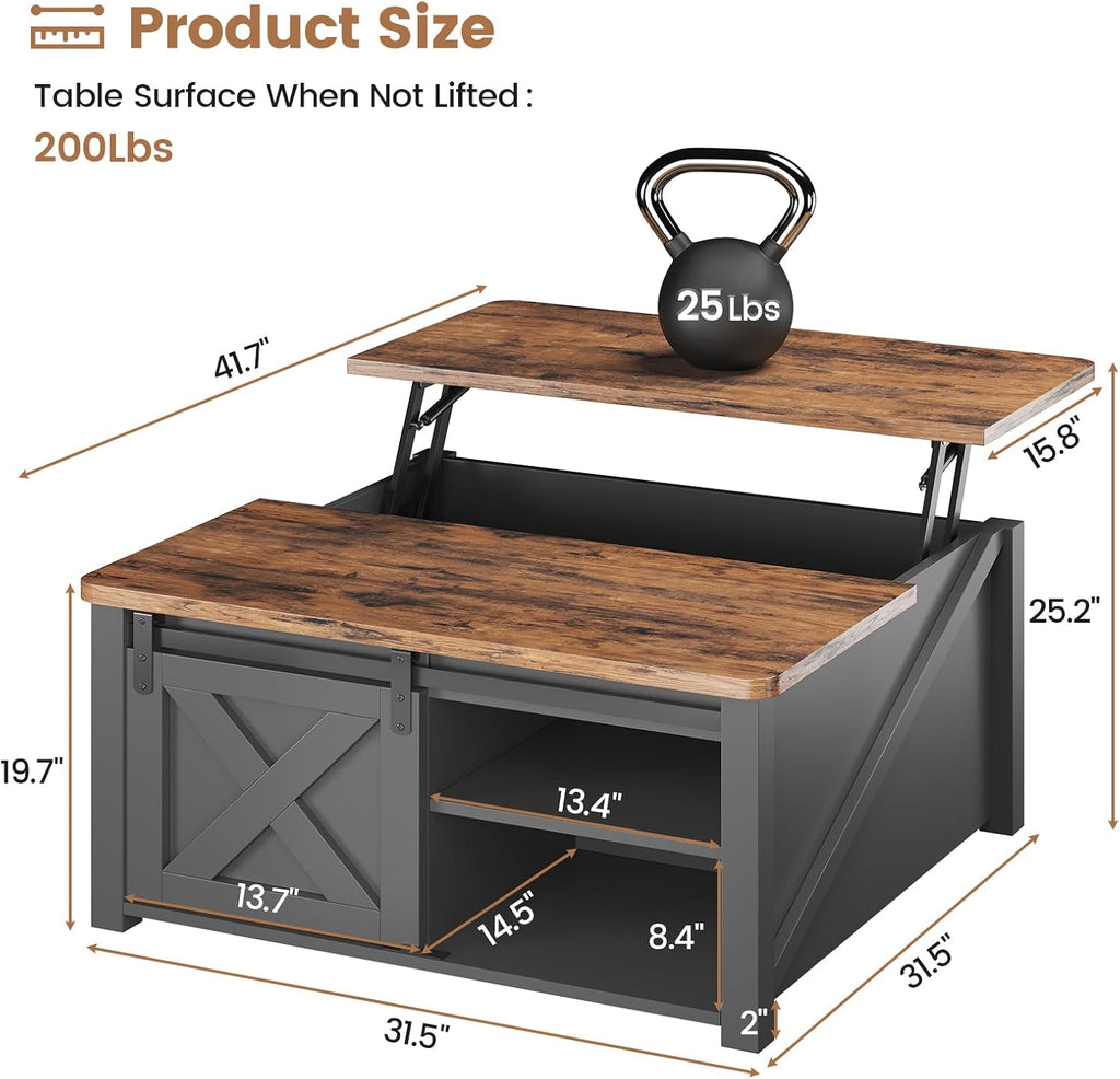 31.5" Black Lift Storage Coffee Table