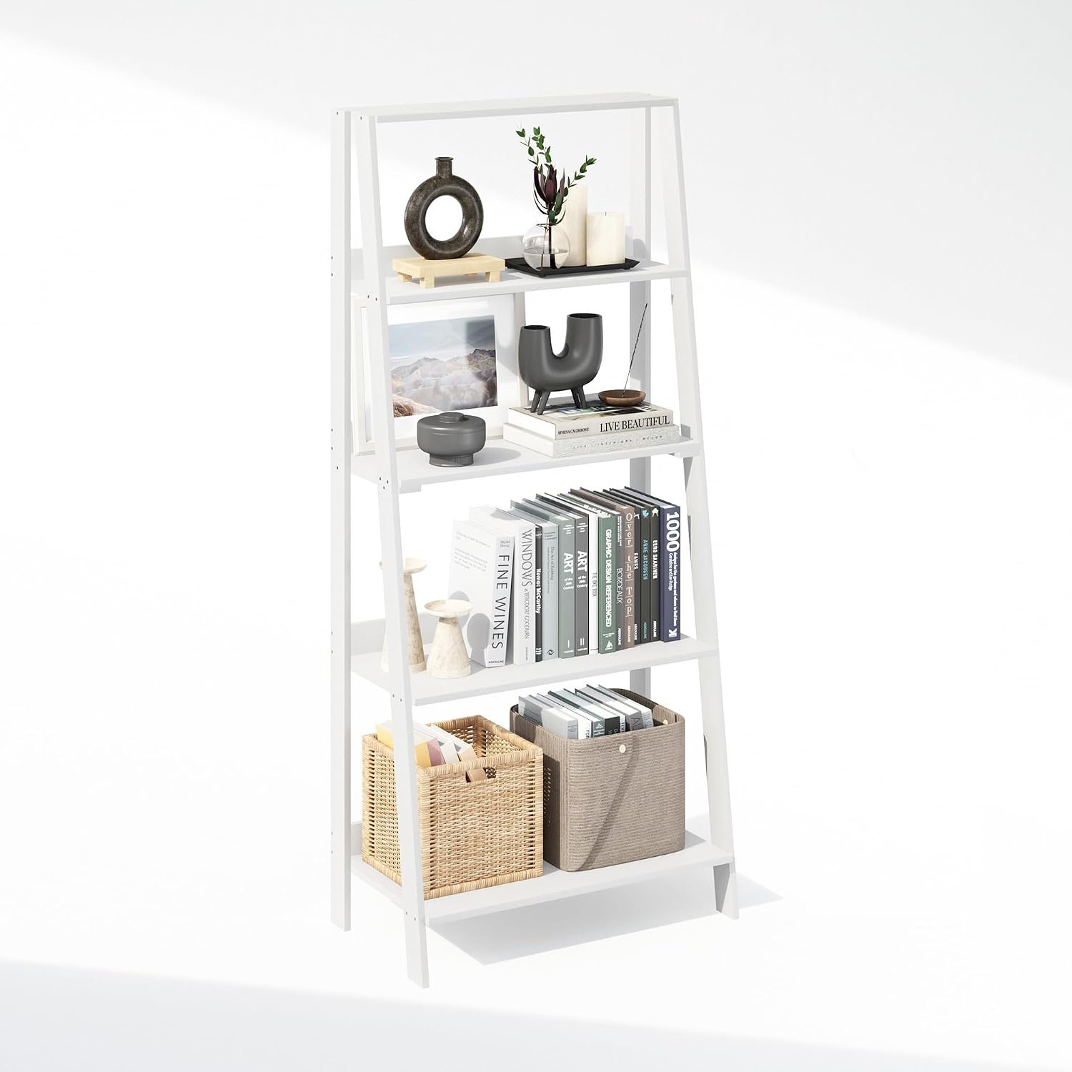 White 5-Tier Ladder Display Storage Shelf