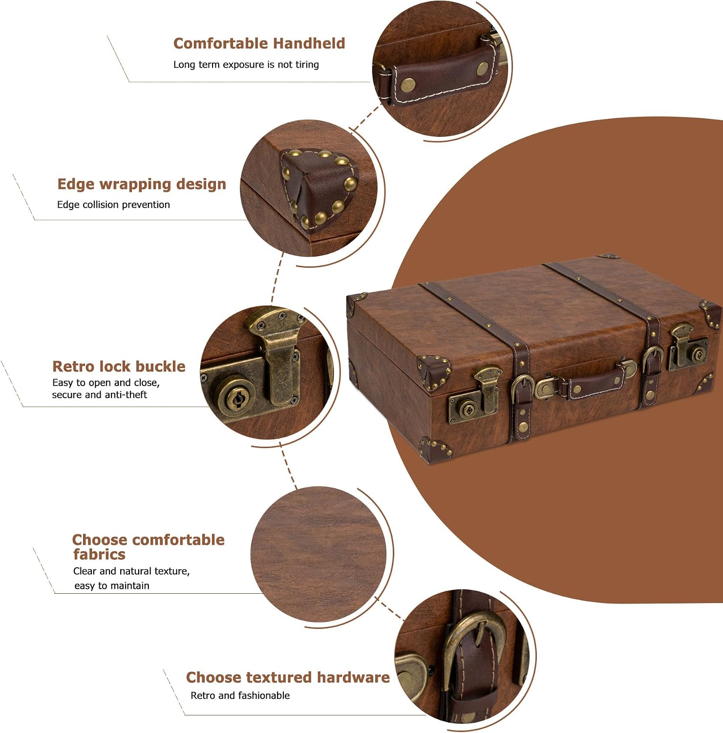 Vintage Leather Wrapped Wooden Storage Trunk