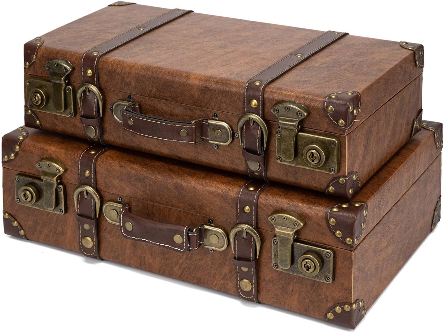 Vintage Leather Wrapped Wooden Storage Trunk