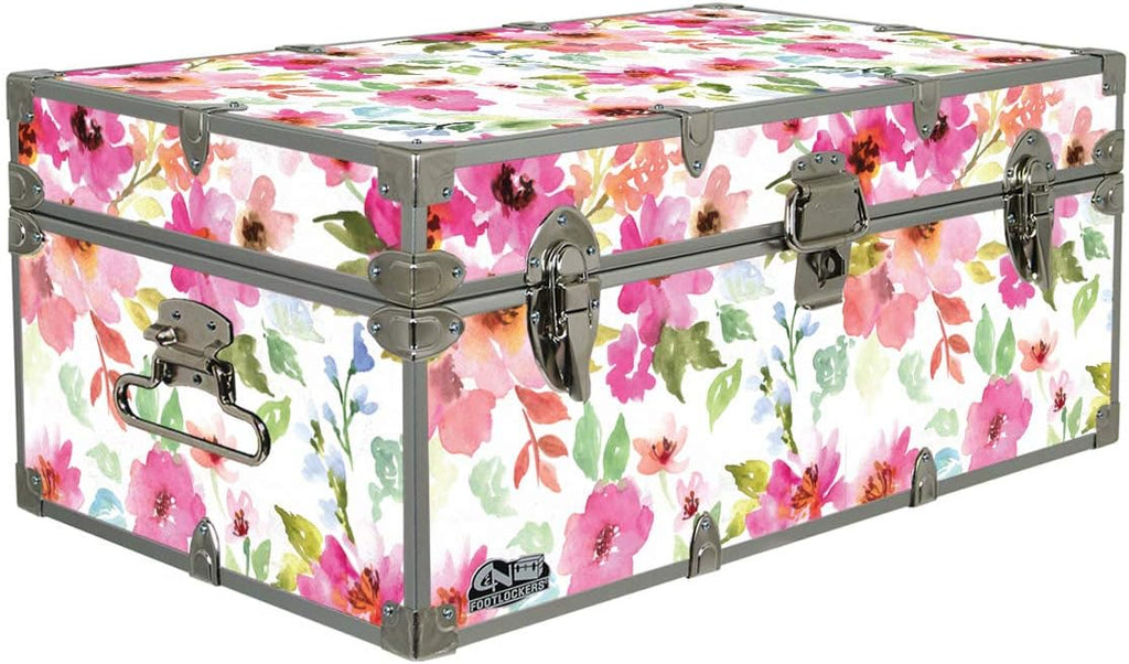 Floral Lockable Storage Footlocker