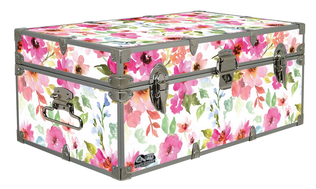 Floral Lockable Storage Footlocker