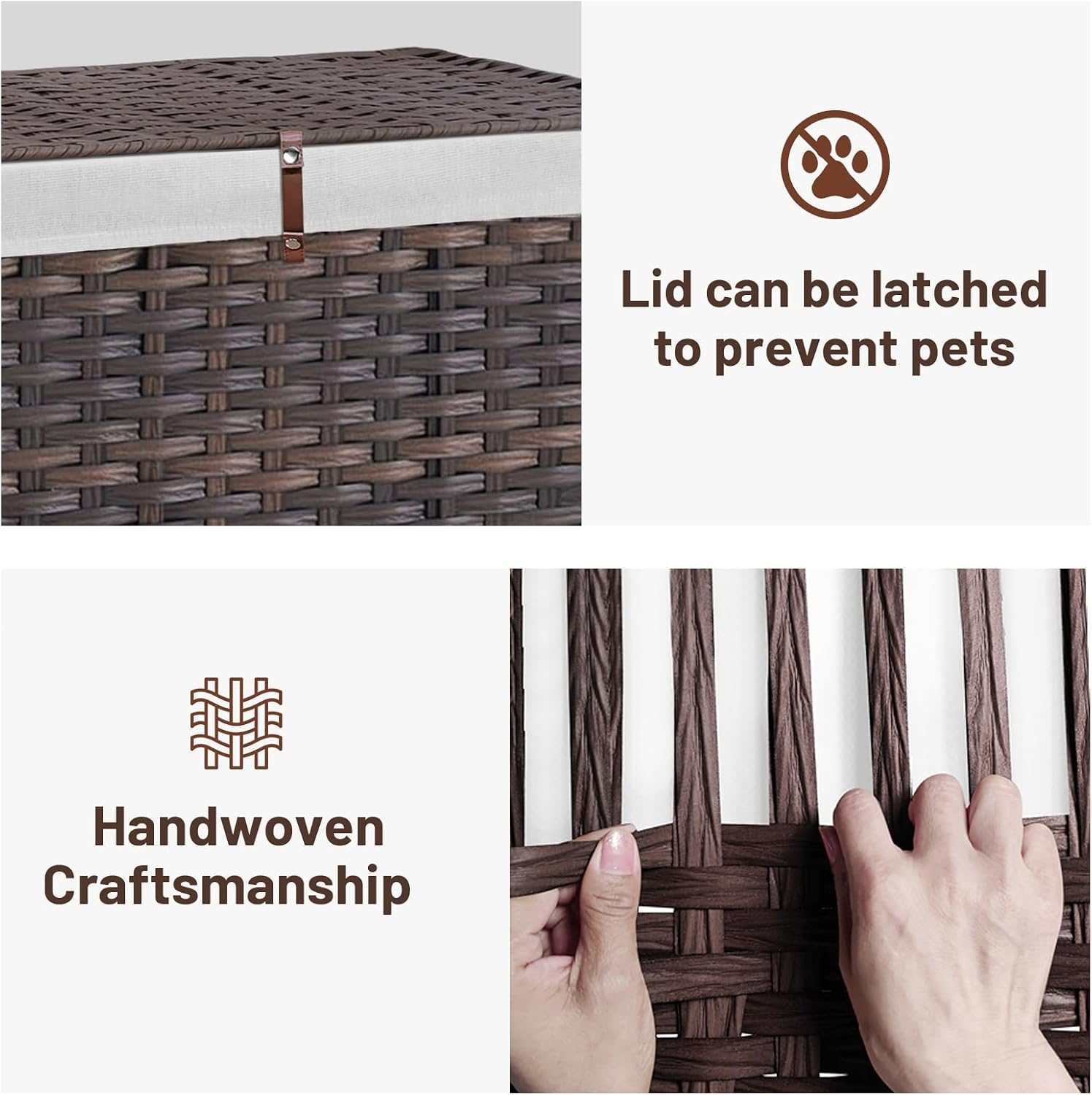 Brown Lidded Wicker Storage Basket