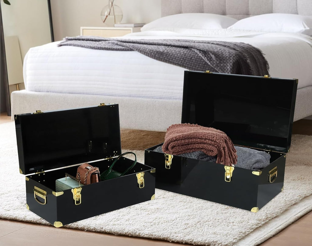 Black Acrylic Decor Storage Trunk Set of 2