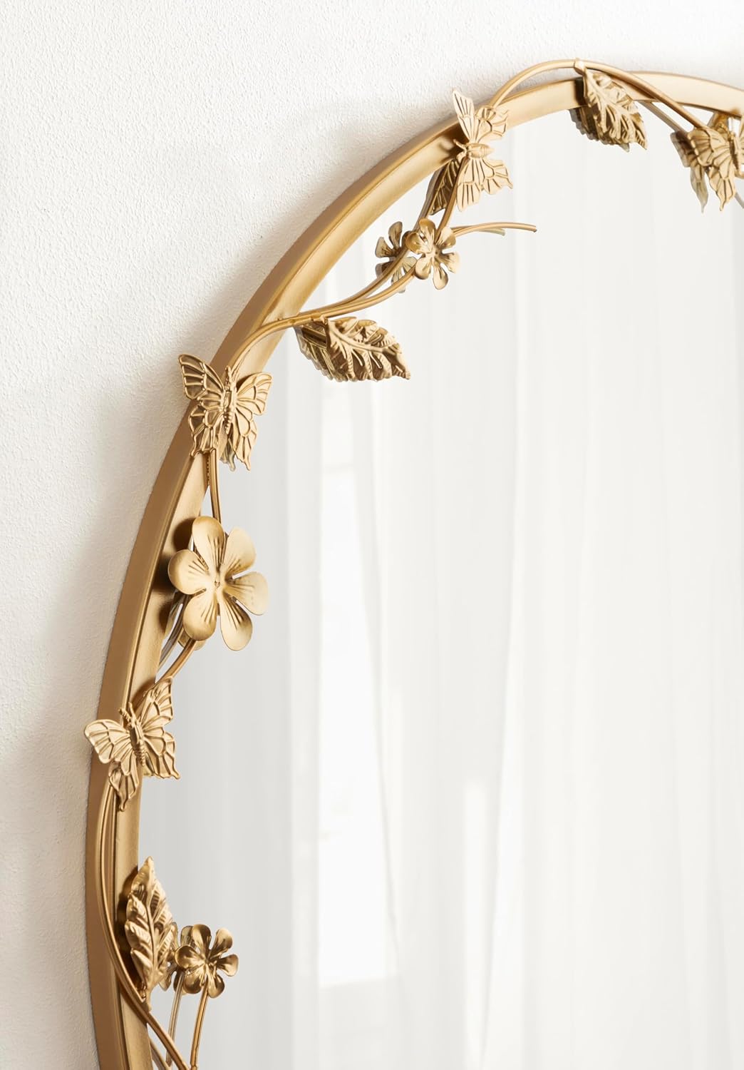 26 Inch Gold Floral Ornate Round Wall Mirror