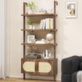 72" 4 Tier Ladder Bookshelf with Storage Cabinet