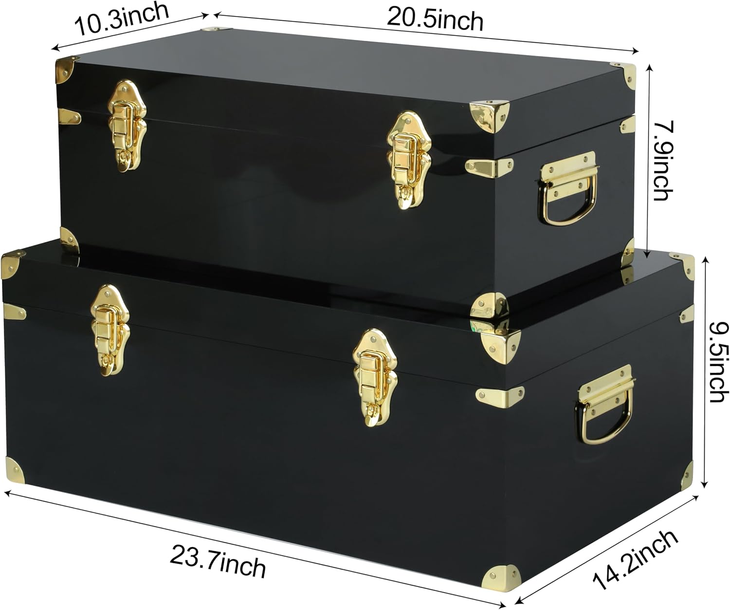 Black Acrylic Decor Storage Trunk Set of 2