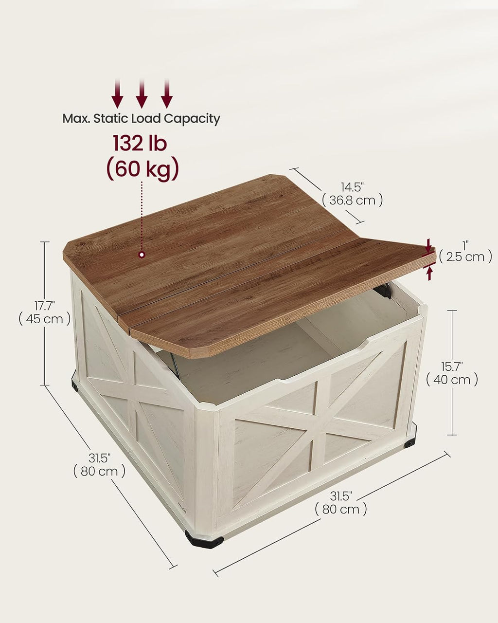 Two-Tone Flip Top Square Coffee Table