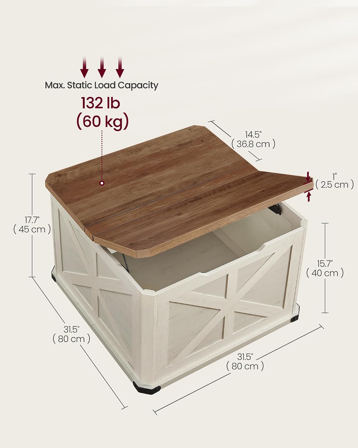 Two-Tone Flip Top Square Coffee Table