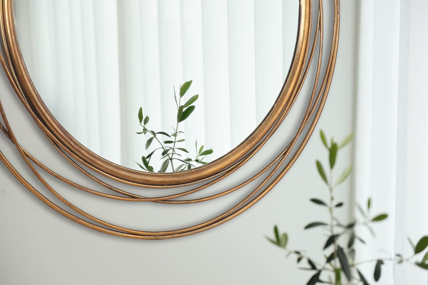 36 Inch Gold Iron Round Wall Mirror