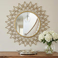 36" Champagne Gold Sunburst Round Wall Mirror