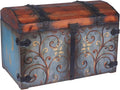 Blue Floral Vintage Wooden Storage Trunk