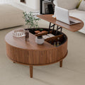 31.5" Walnut Fluted Round Coffee Table