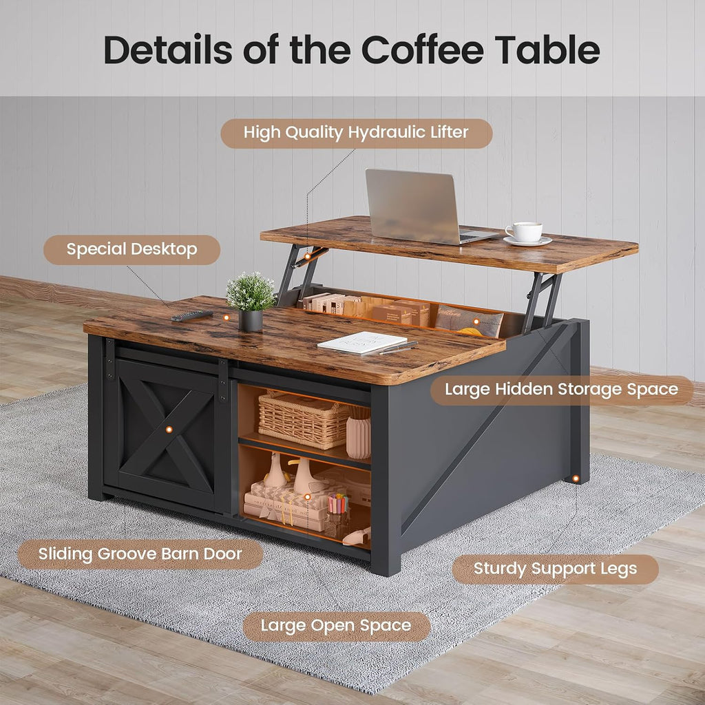 31.5" Black Lift Storage Coffee Table