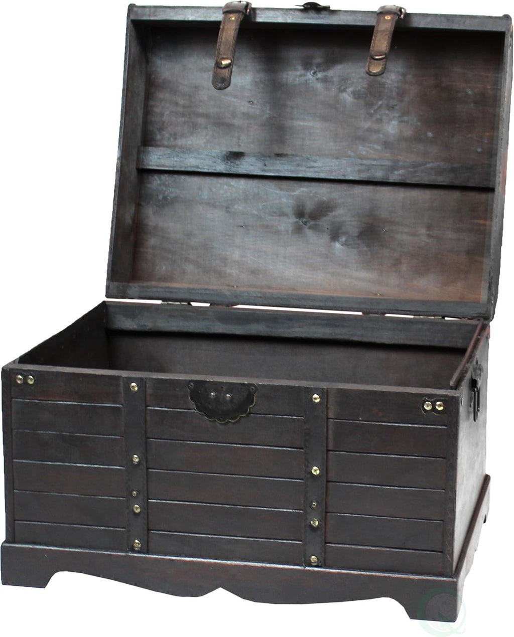 Black Antique Wooden Storage Trunk Coffee Table
