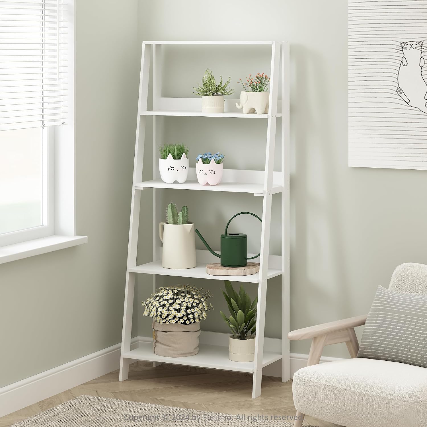 White 5-Tier Ladder Display Storage Shelf