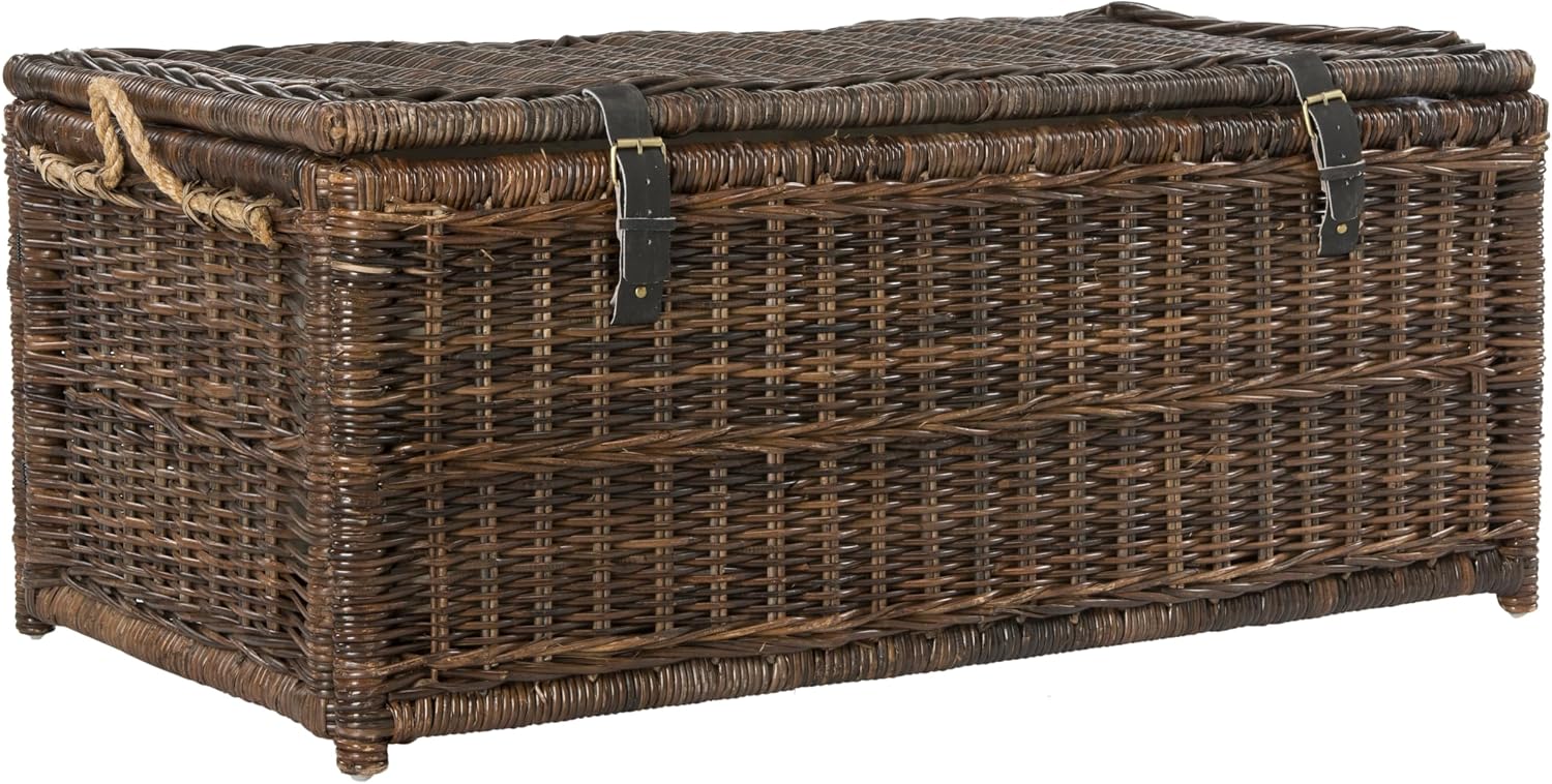 Brown Collapsible Wicker Storage Trunk