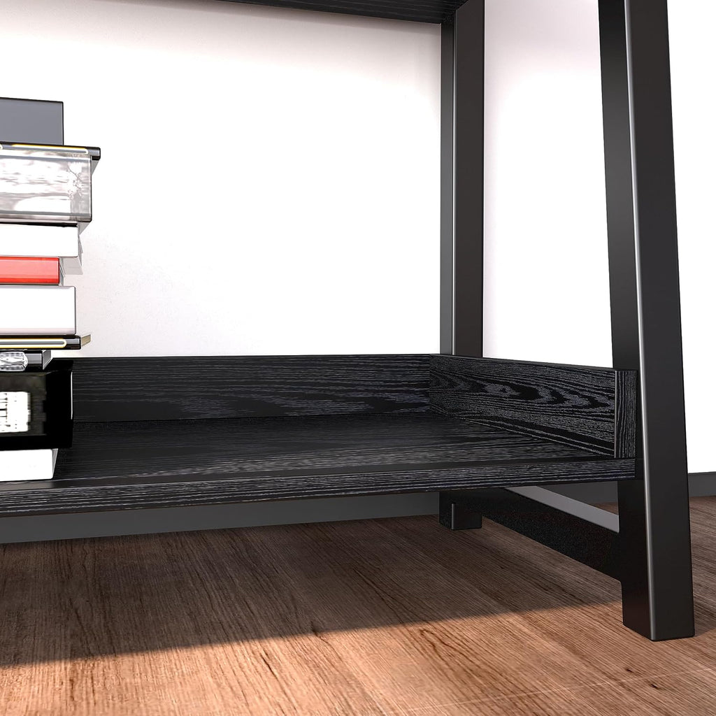 Black Industrial 5-Tier Ladder Bookshelf