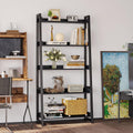 Black Industrial 5-Tier Ladder Bookshelf