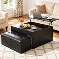 31.5" Black Farmhouse Lift Top Coffee Table with Bench
