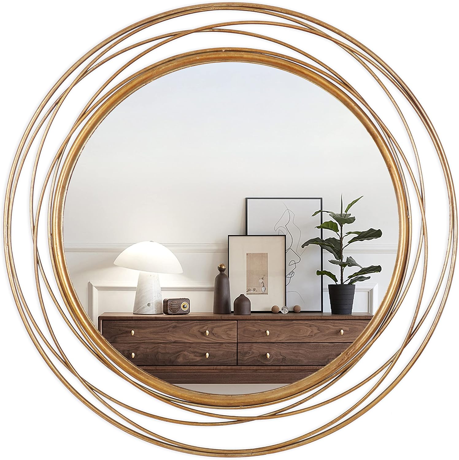 36 Inch Gold Iron Round Wall Mirror