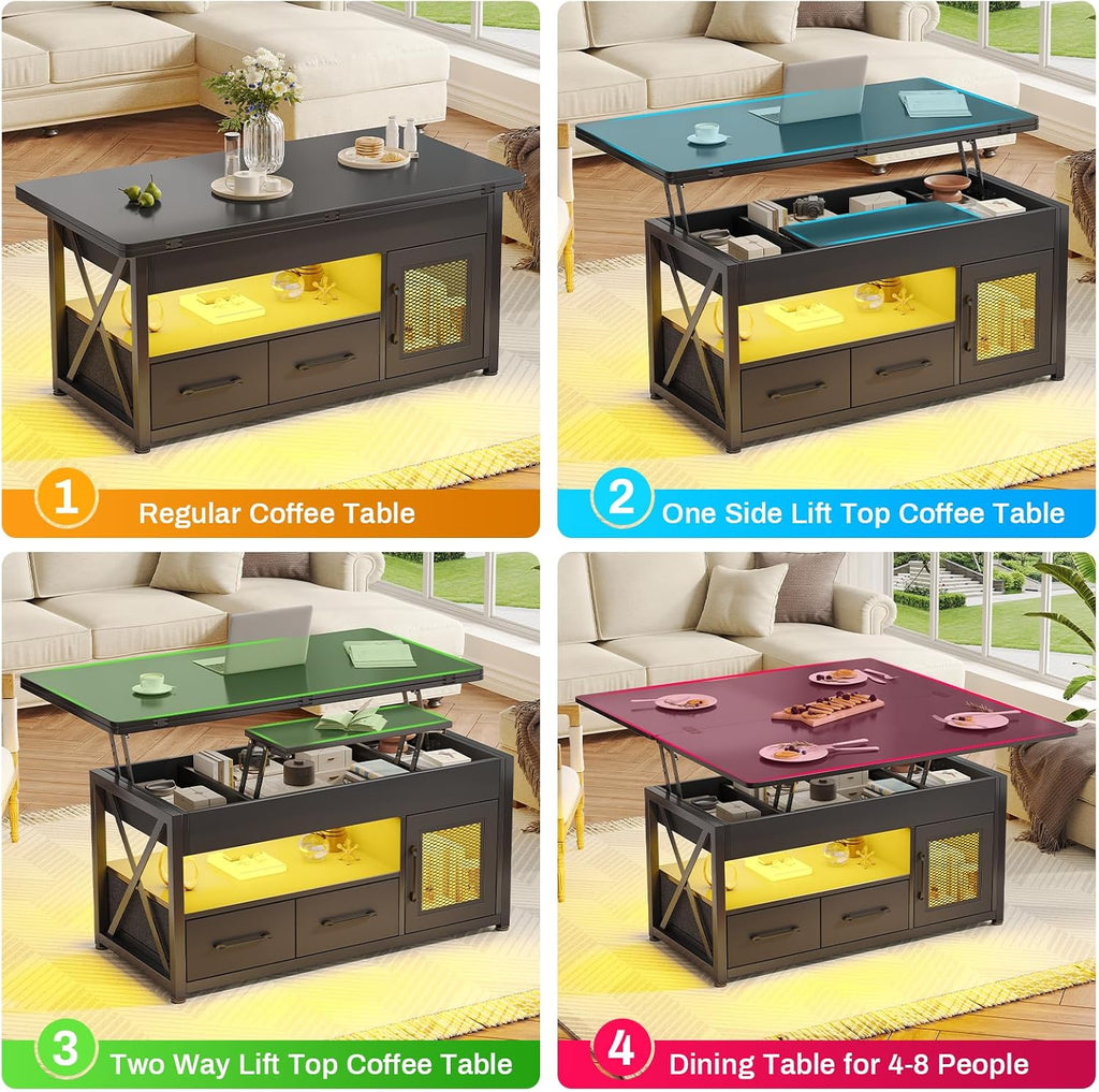 Black 4-in-1 Lift Top Storage Coffee Table