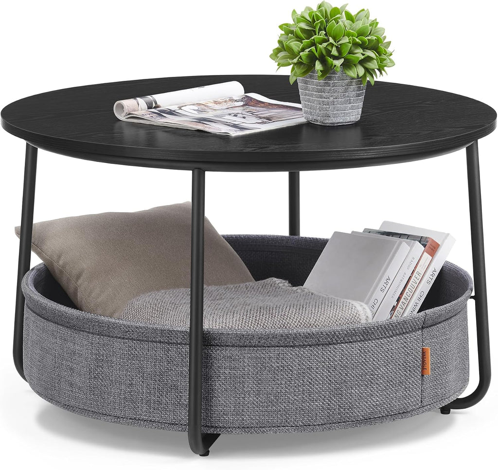 Fabric Basket Round Storage Coffee Table