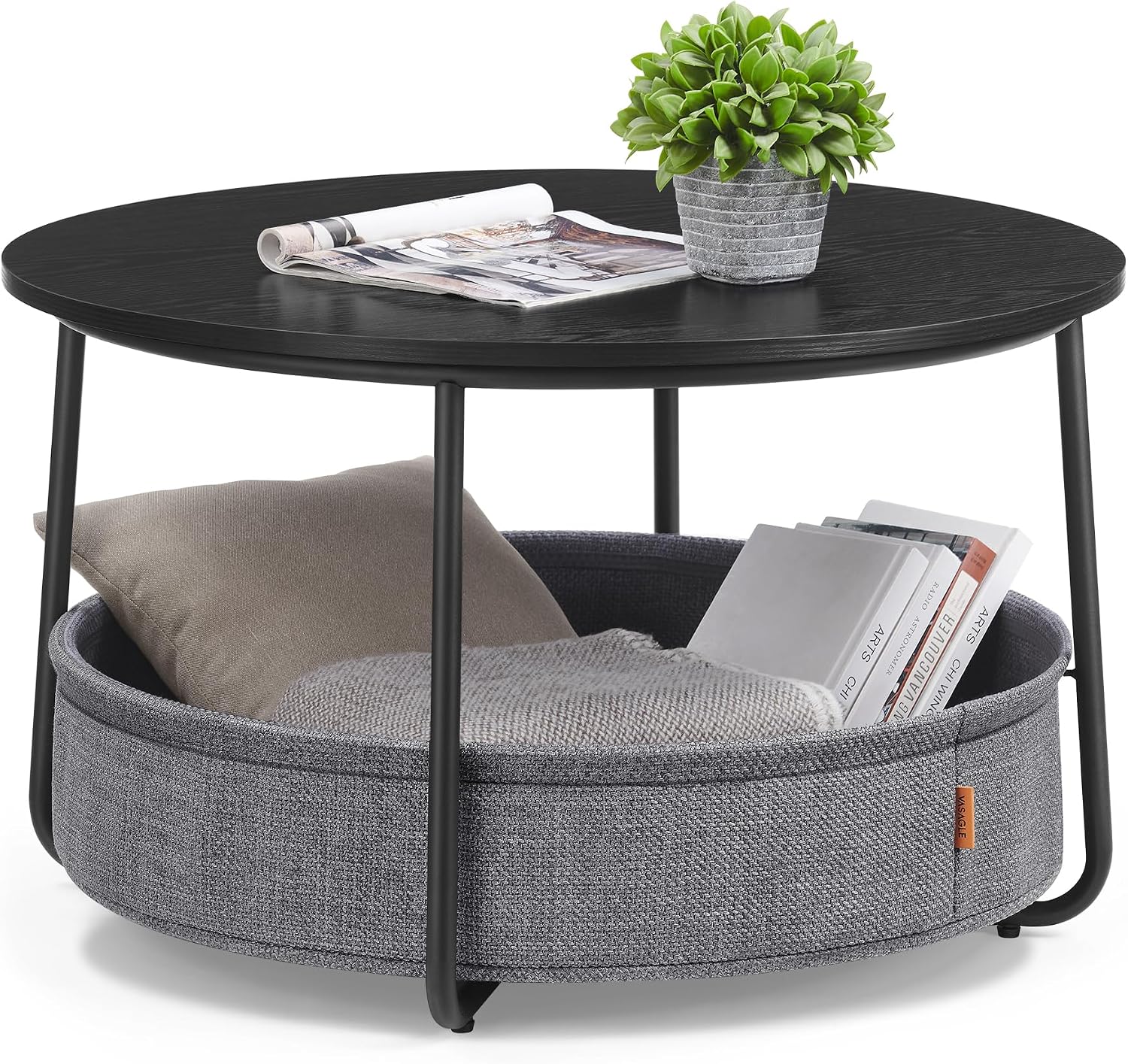 Fabric Basket Round Storage Coffee Table