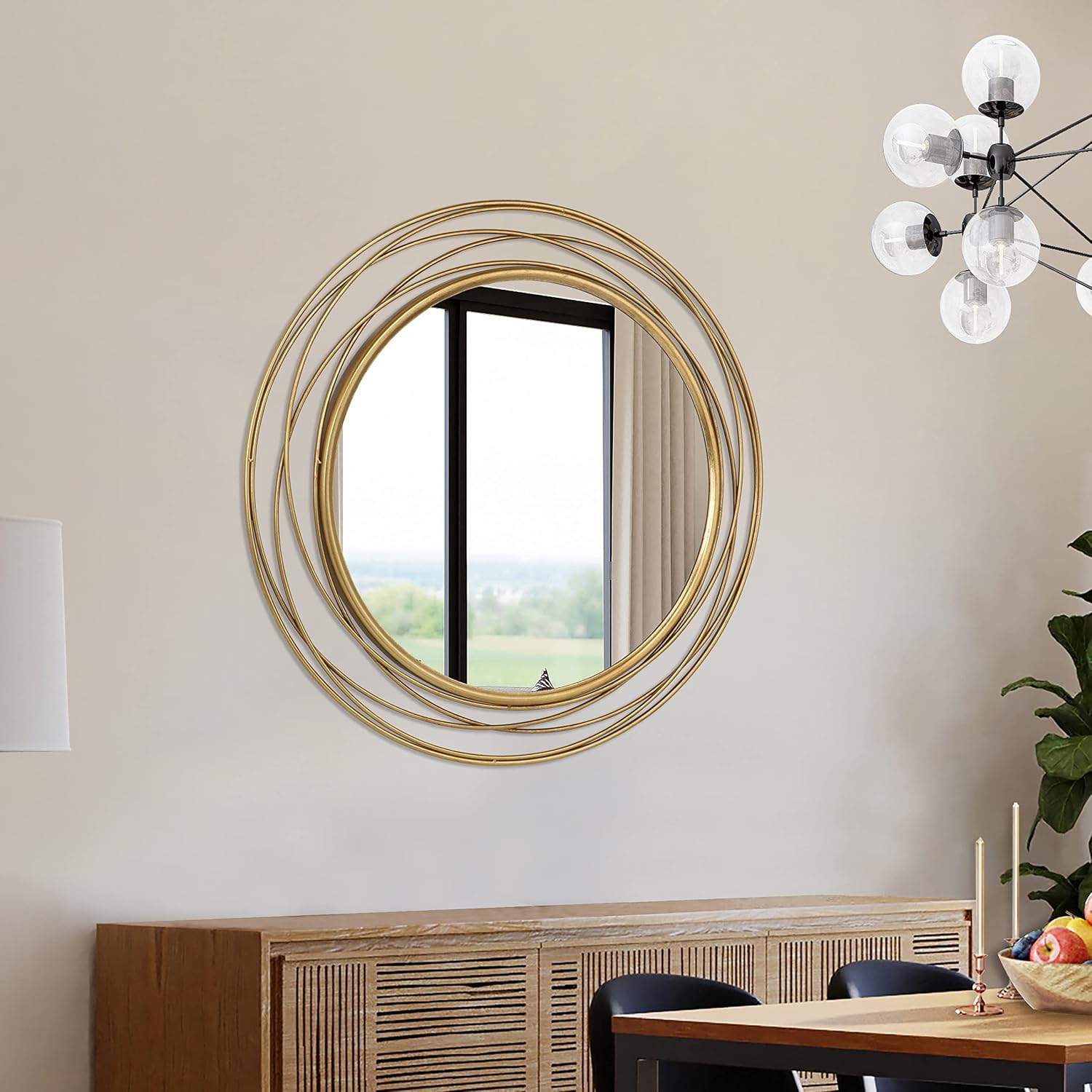 36 Inch Gold Iron Round Wall Mirror