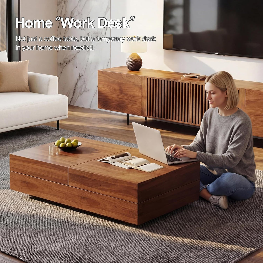 Walnut Extendable Storage Coffee Table