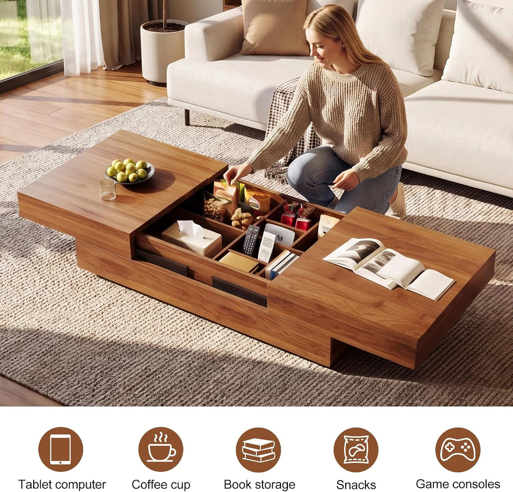 Walnut Extendable Storage Coffee Table