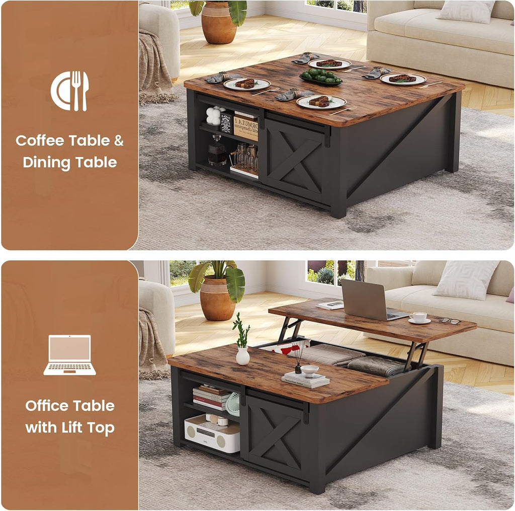 31.5" Black Lift Storage Coffee Table