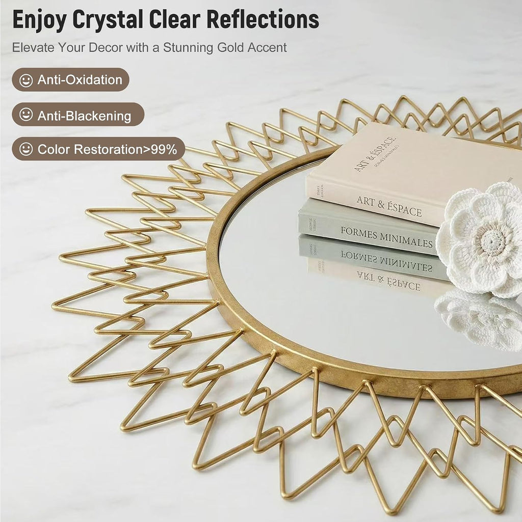 36" Champagne Gold Sunburst Round Wall Mirror