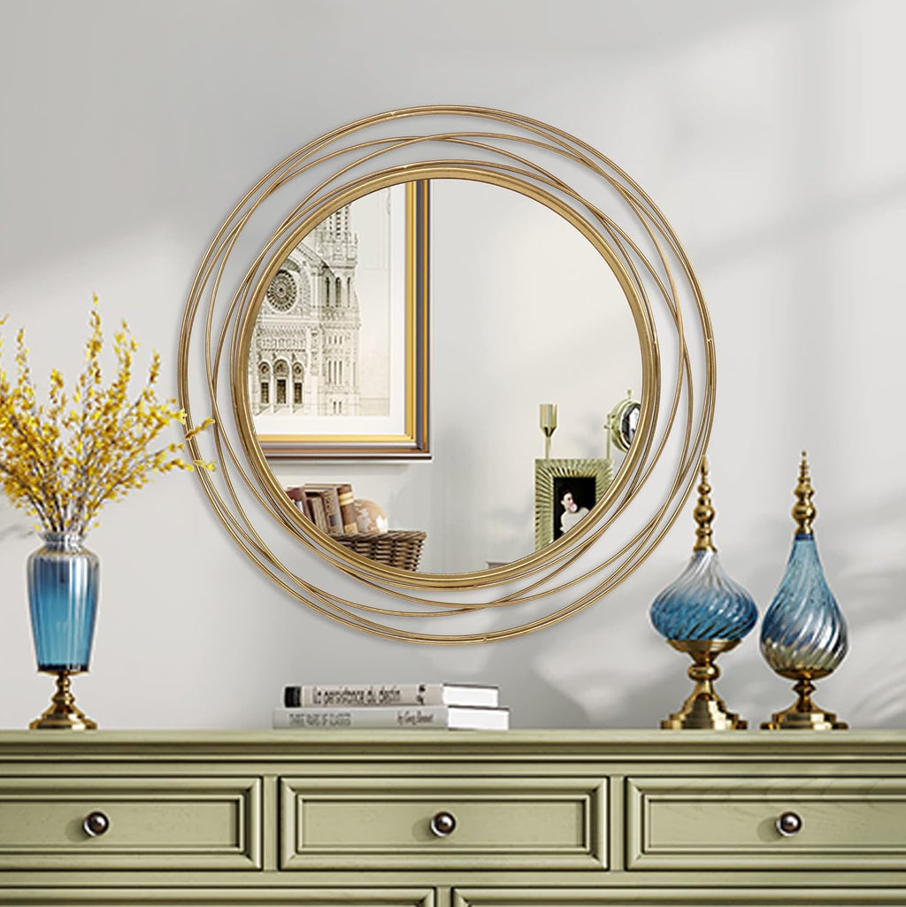 36 Inch Gold Iron Round Wall Mirror