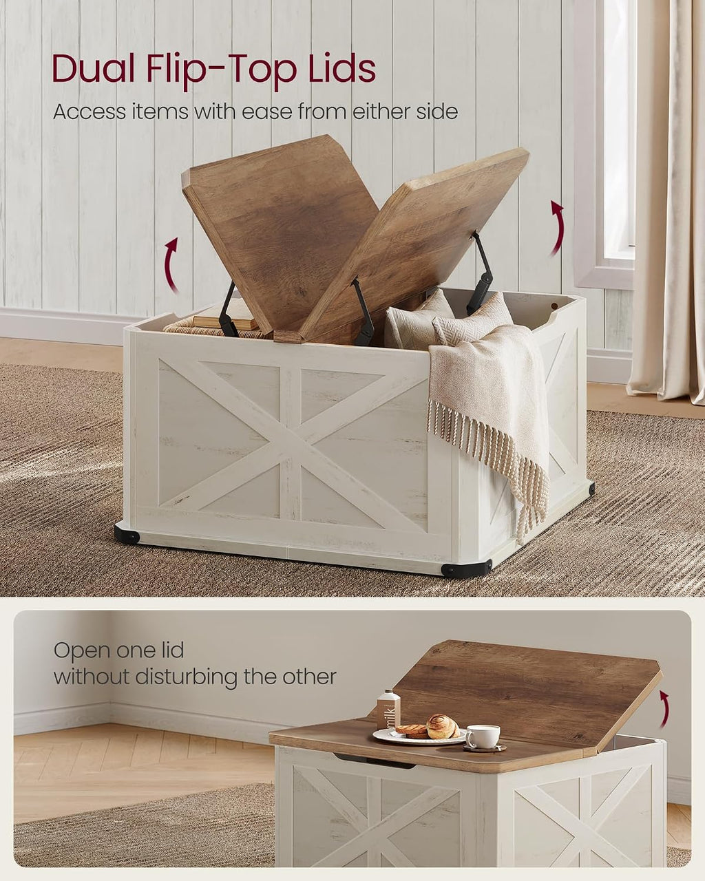 Two-Tone Flip Top Square Coffee Table