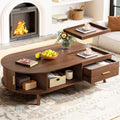 47" Fluted Oval Lift Storage Coffee Table