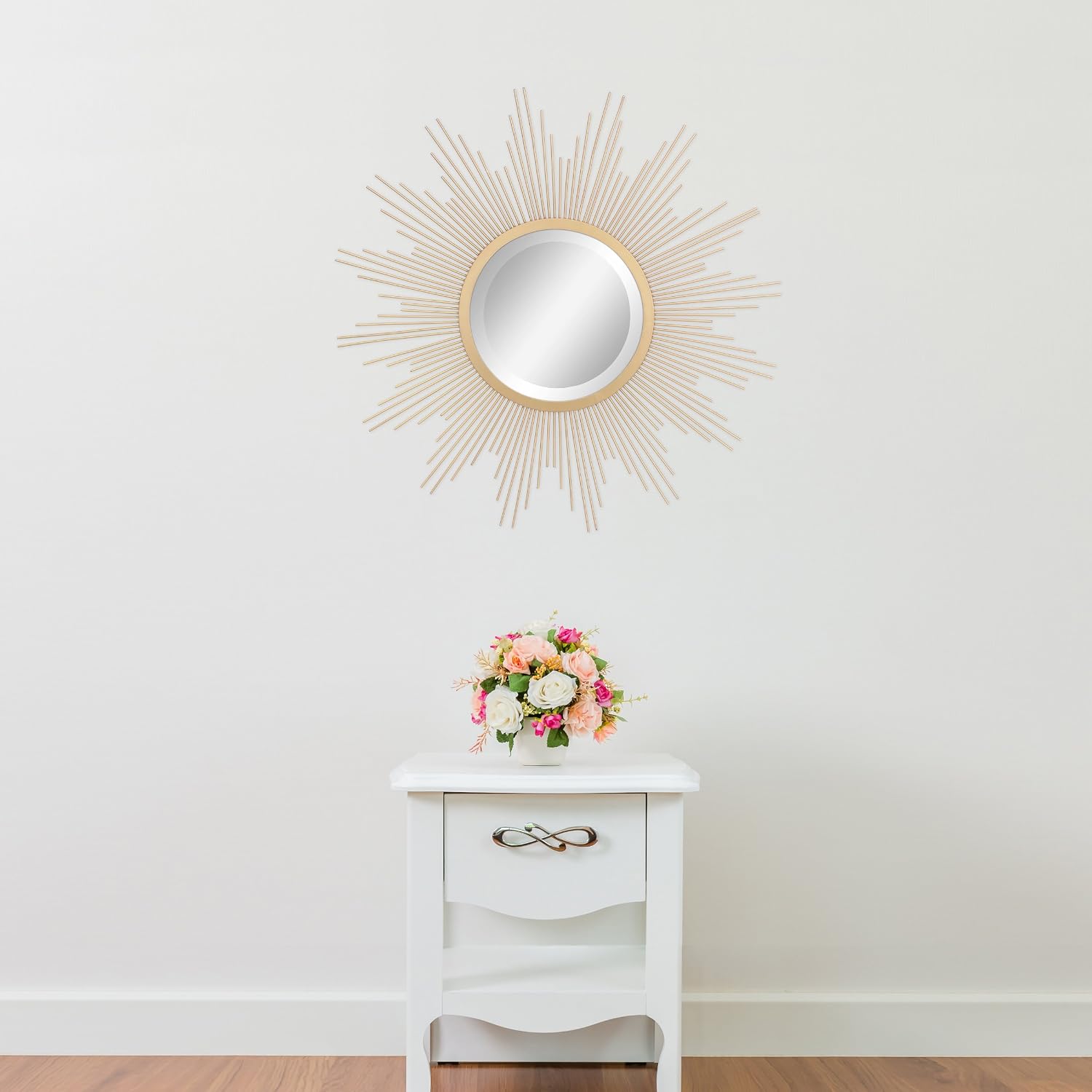 23" Antique Gold Starburst Round Wall Mirror