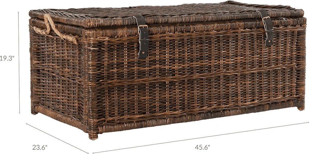 Brown Collapsible Wicker Storage Trunk