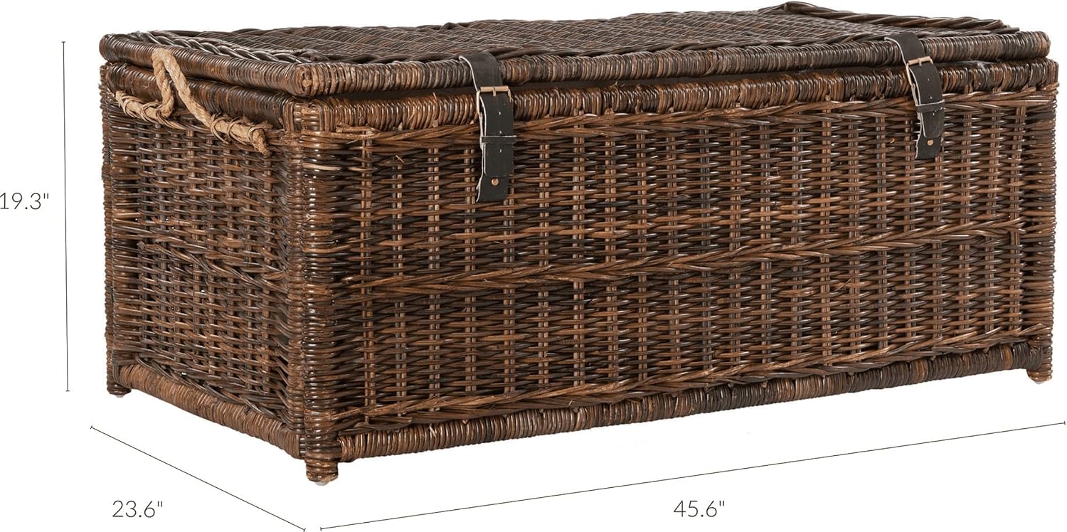 Brown Collapsible Wicker Storage Trunk