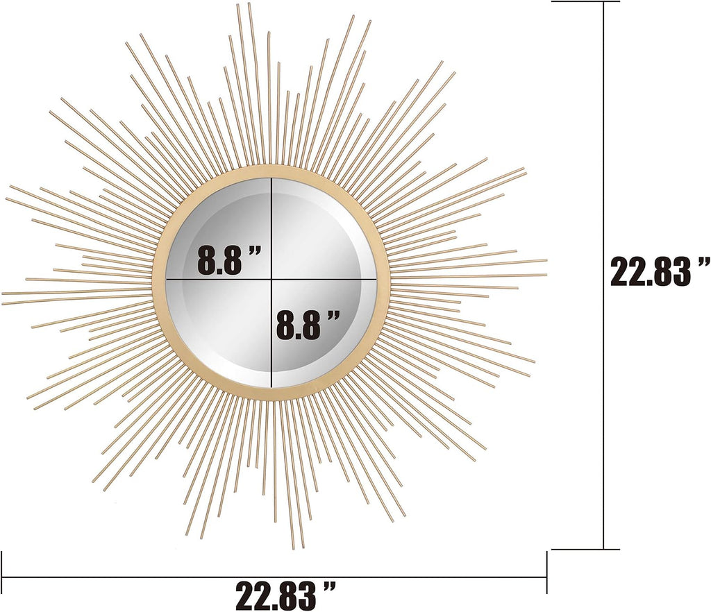 23" Antique Gold Starburst Round Wall Mirror