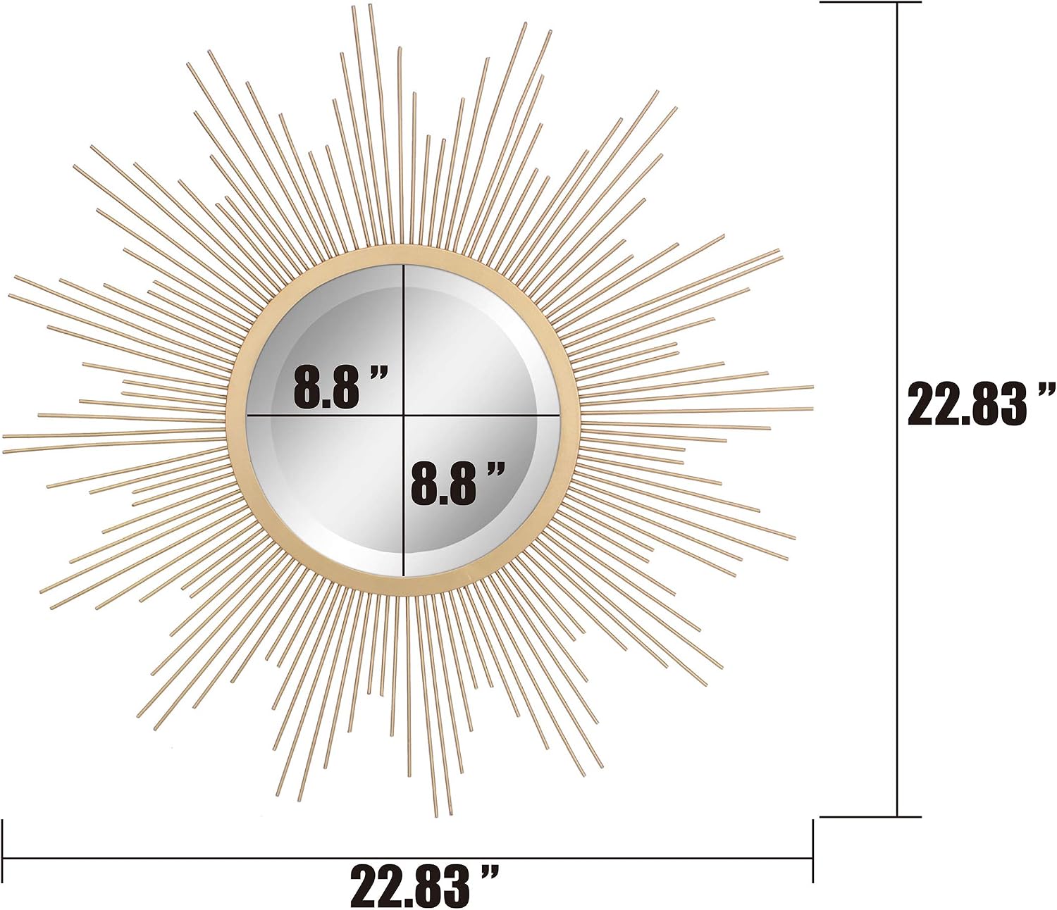 23" Antique Gold Starburst Round Wall Mirror