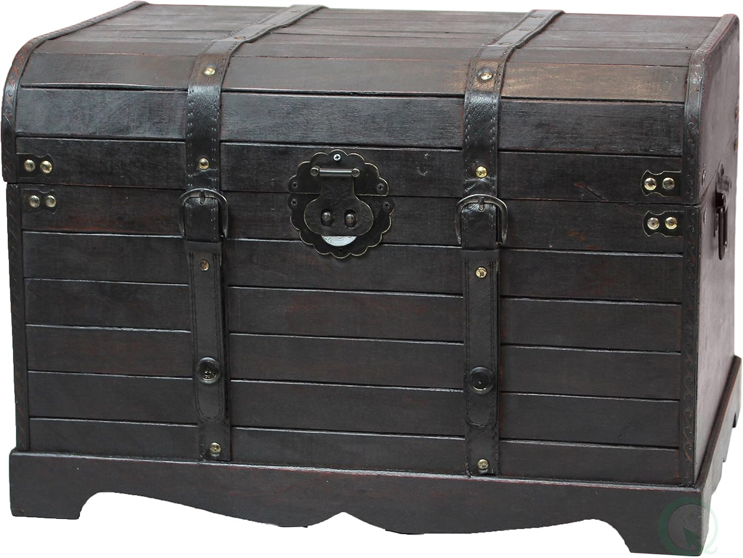 Black Antique Wooden Storage Trunk Coffee Table