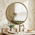 32" Champagne Gold Fluted Coconut Tree Round Wall Mirror