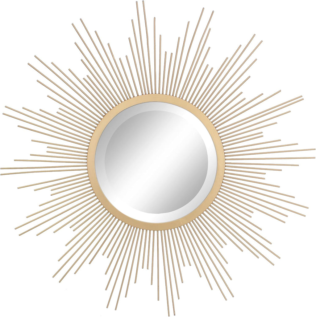 23" Antique Gold Starburst Round Wall Mirror